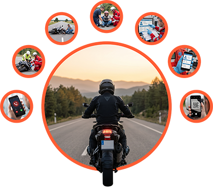 Motosiklet acil durum QR etiketi ve kullanım senaryoları